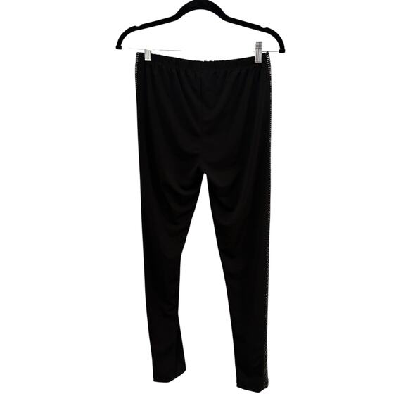LBISSE Black Slinky Pants With Silver Details Down Sides L Tuxedo Pant Style NEW - Picture 10 of 10